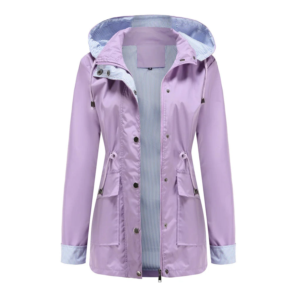 Autumn Winter Women Hooded Windbreaker