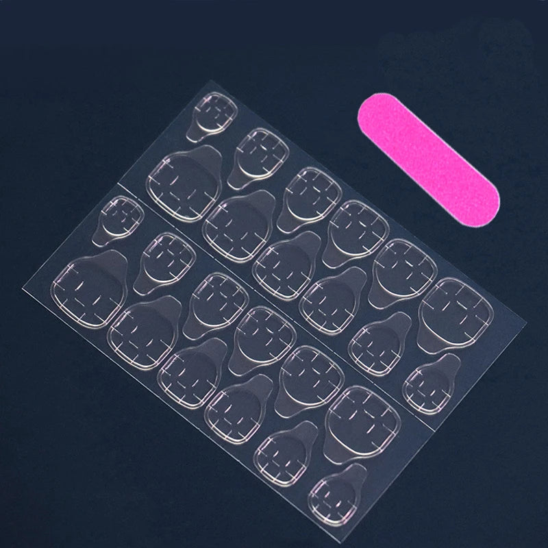 24 Square Short Nails + 1 Nail File + 1 Piece of Jelly Glue