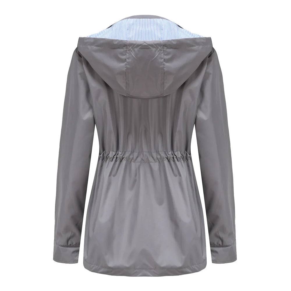Autumn Winter Women Hooded Windbreaker