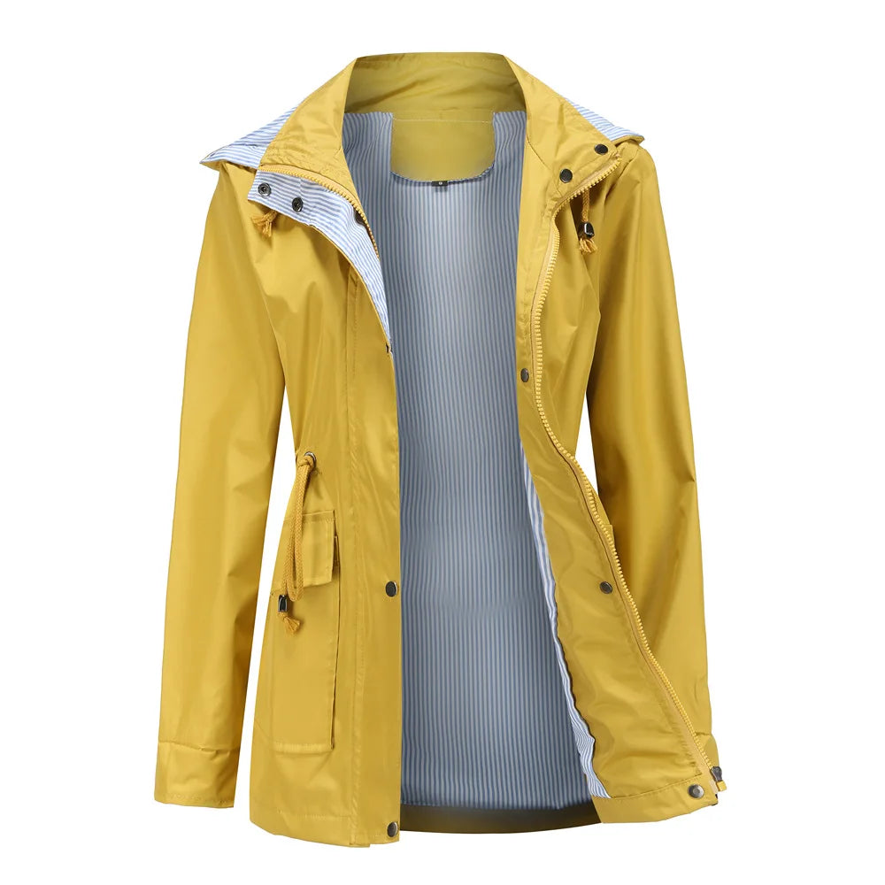 Autumn Winter Women Hooded Windbreaker