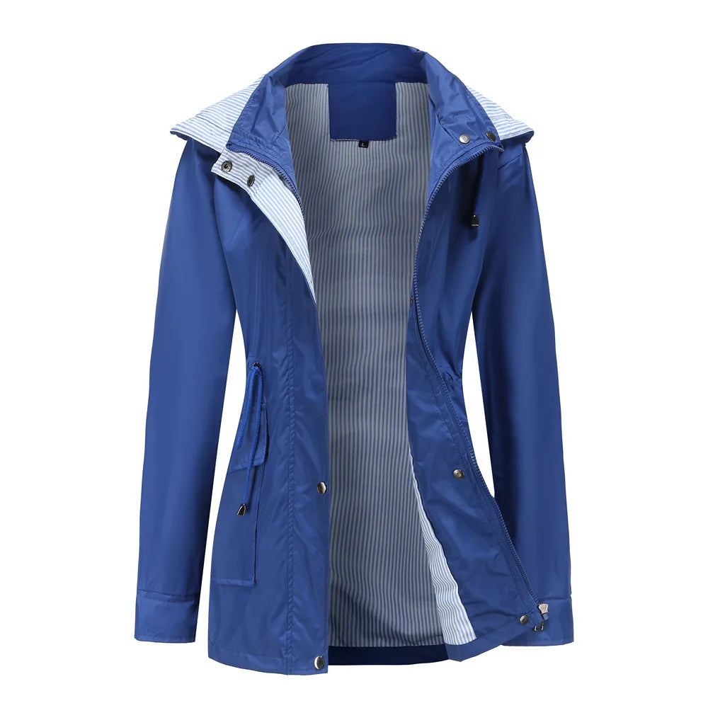 Autumn Winter Women Hooded Windbreaker