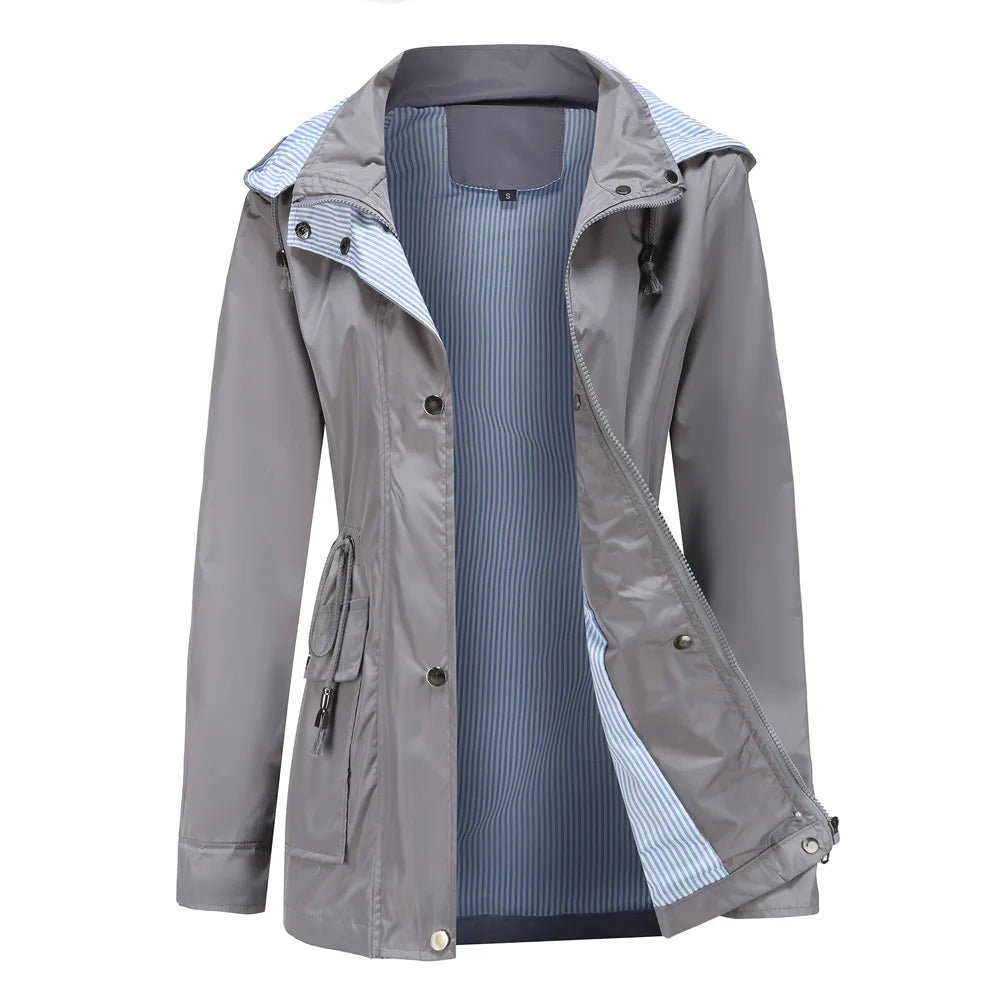 Autumn Winter Women Hooded Windbreaker