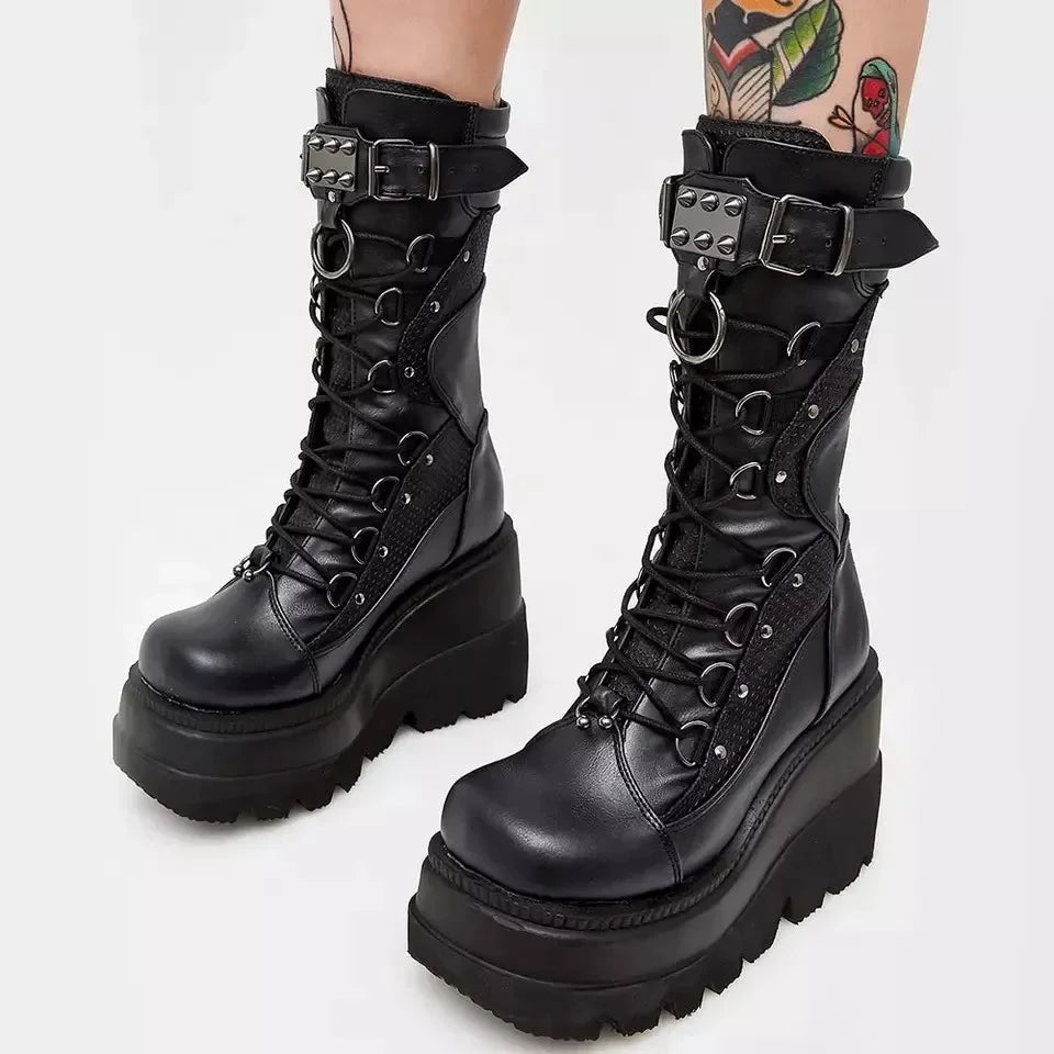 Brand New Ladies Goth Platform Boots