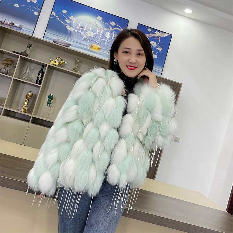 Natural Fox Fur Coat