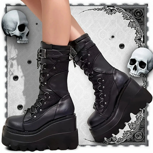 Brand New Ladies Goth Platform Boots