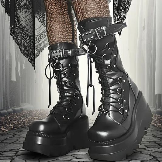 Brand New Ladies Goth Platform Boots