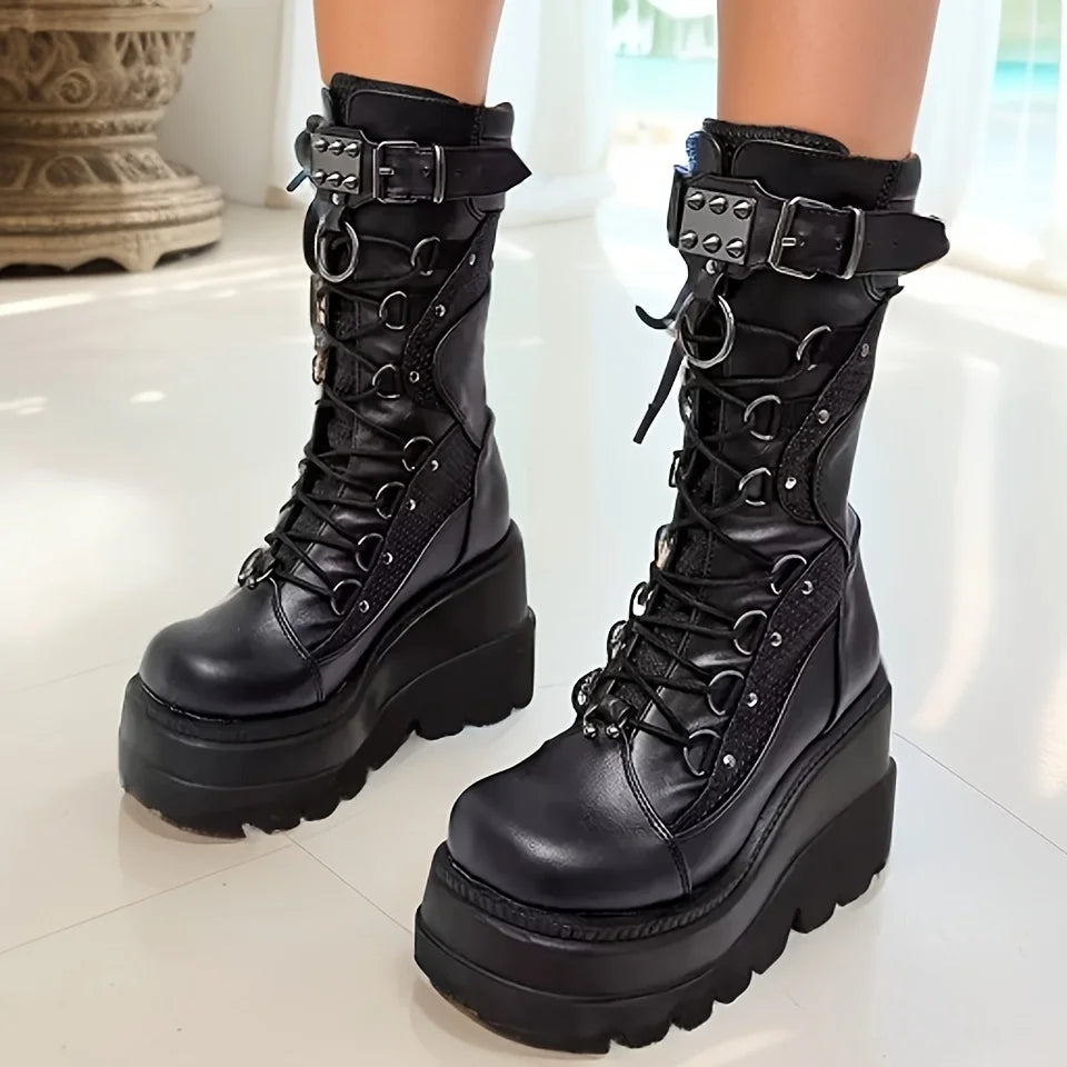 Brand New Ladies Goth Platform Boots